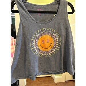 Natural life size large blue gray happy smiley face tank top
